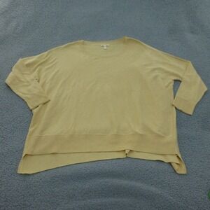 Eileen Fisher Sweater Womens XL Yellow Organic Cotton Oversized Crew Neck